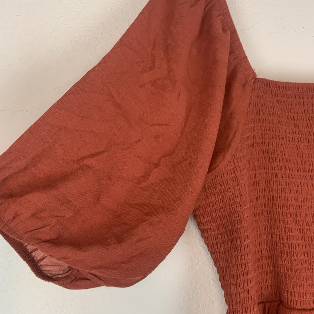 Kings Road Dress Women 3X Maxi Boho Tiered Peasant Milkmaid Puff Sleeves Smocked - Picture 3 of 9